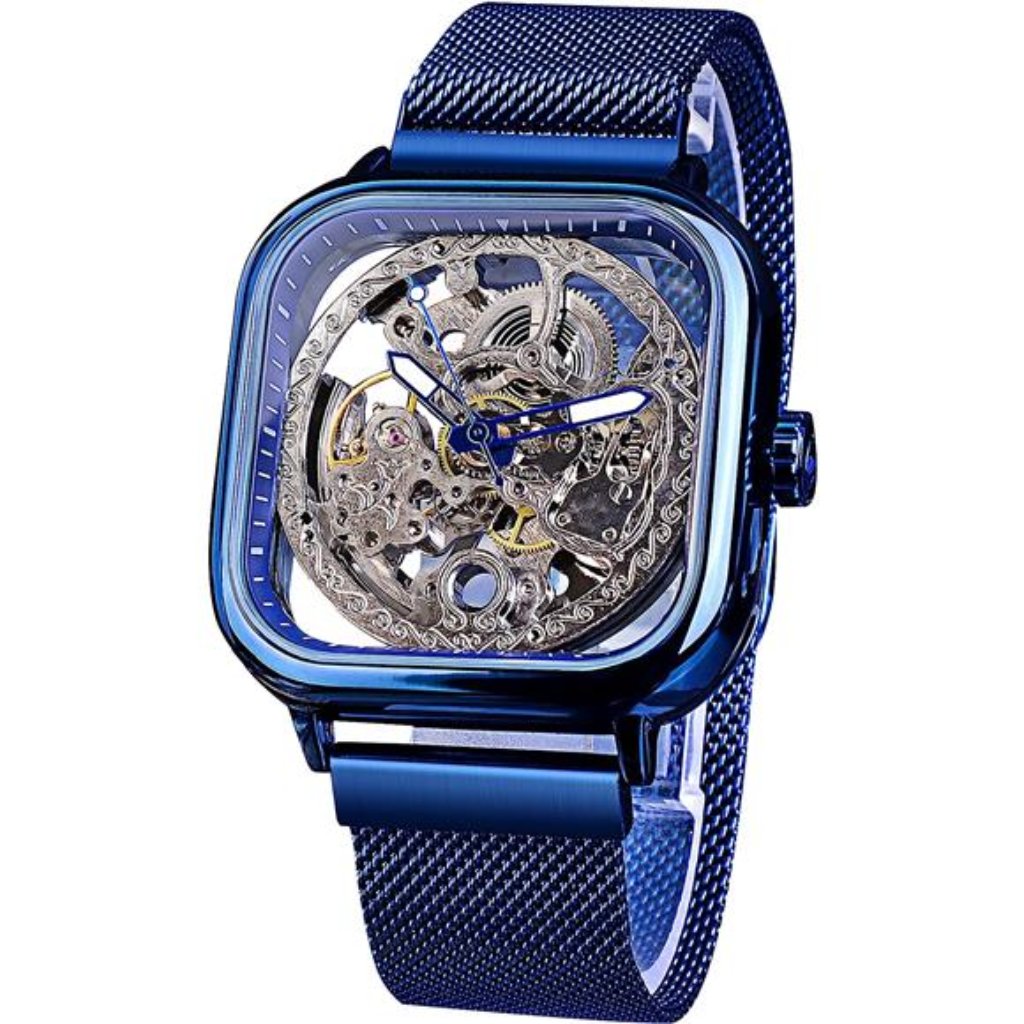 Automatic Watches Mechanical Wrist Watch For Mens Skeleton Watches, Blue